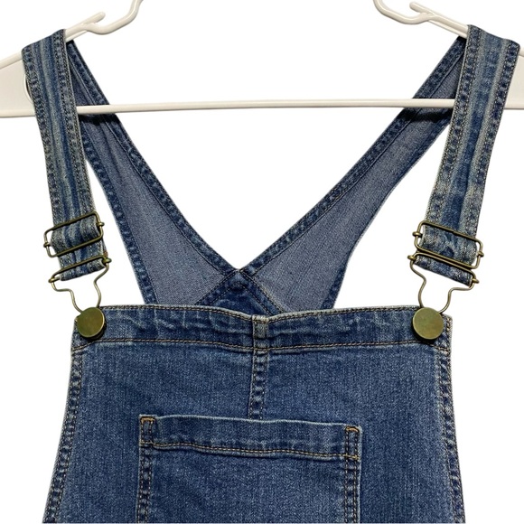 A:Glow Denim Maternity Short Overalls Distressed Adjustable Waist Size Small - Picture 5 of 8